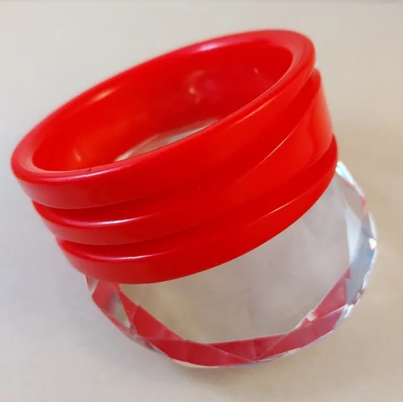 Vintage Bakelite Red Style Cuff Bracelet - Picture 10 of 10